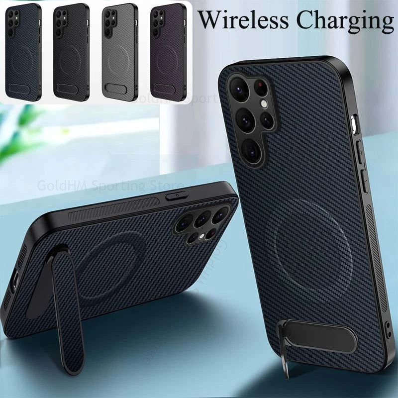 

For Magsafe Fiber Kickstand Magnetic Case For Samsung Galaxy A57 A37 A17 A56 A36 A06 A35 A34 A26 A16 A73 A52 A72 A32 A15 A14 A22