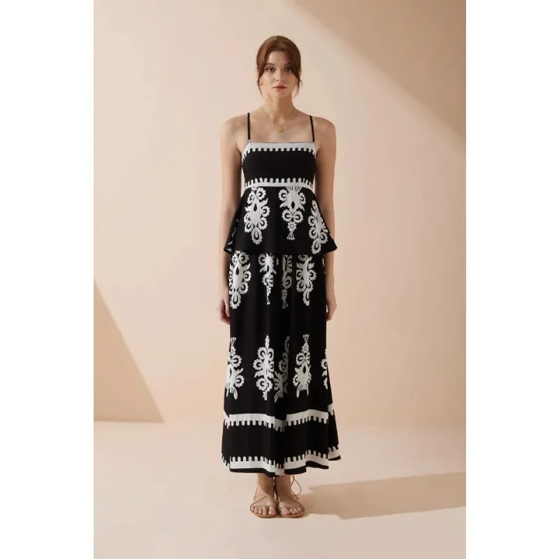 Novedad de verano a la moda, conjunto de pantalones ajustados con espalda descubierta y temperamento para mujer, ropa de mujer europea y americana