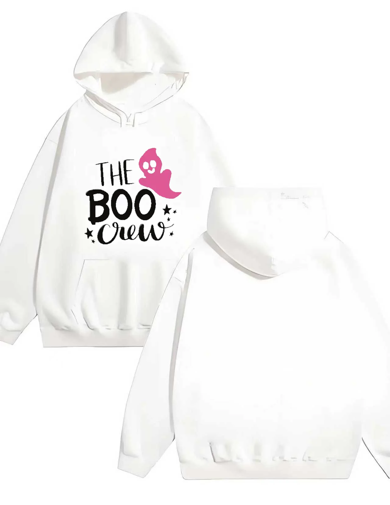 The 2025 new Halloween Boo Crew Ghost print 330G heavy-duty hooded sweatshirt sweatshirt is suitable for both men and women