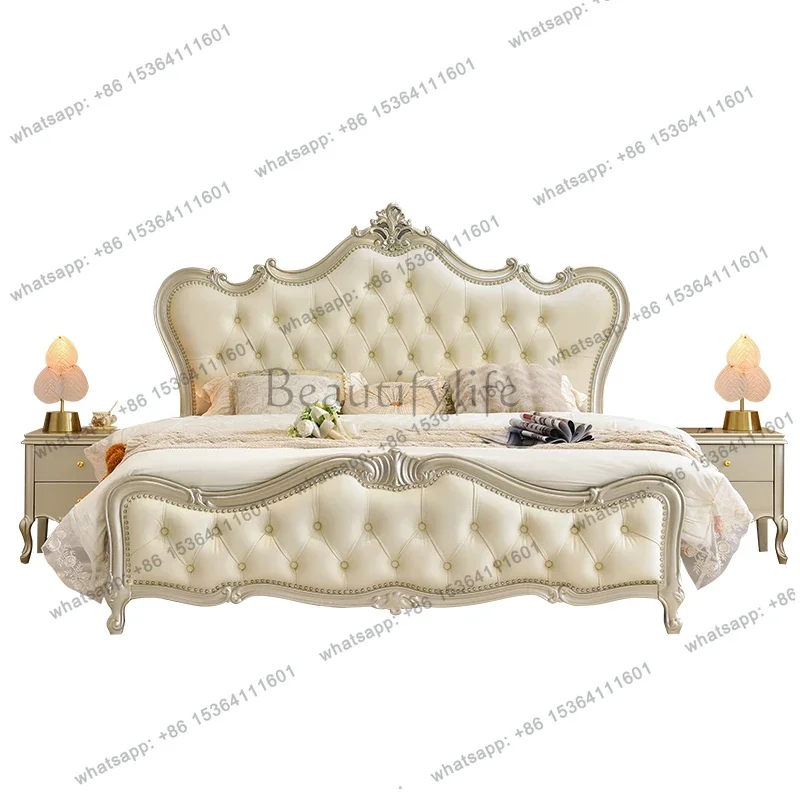 

D33Headboard Minimalist Bed Confortable Double Full Body Organizer Modern Bed Light Luxury Create Frame Muebles Beds Furniture