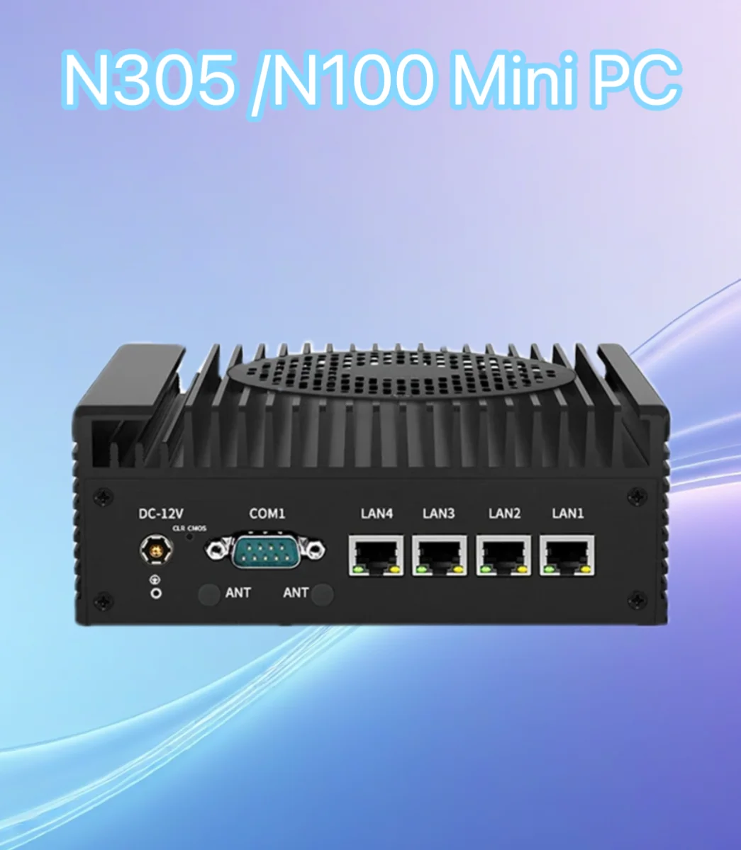 Fanless Mini Pc 12e Gen Intel I3 N305 N100 Zachte Router 4x I226-V 2.5G Ddr5 2 * Com 2 * Hdmi Industriële Computer Efficiënte Koeling