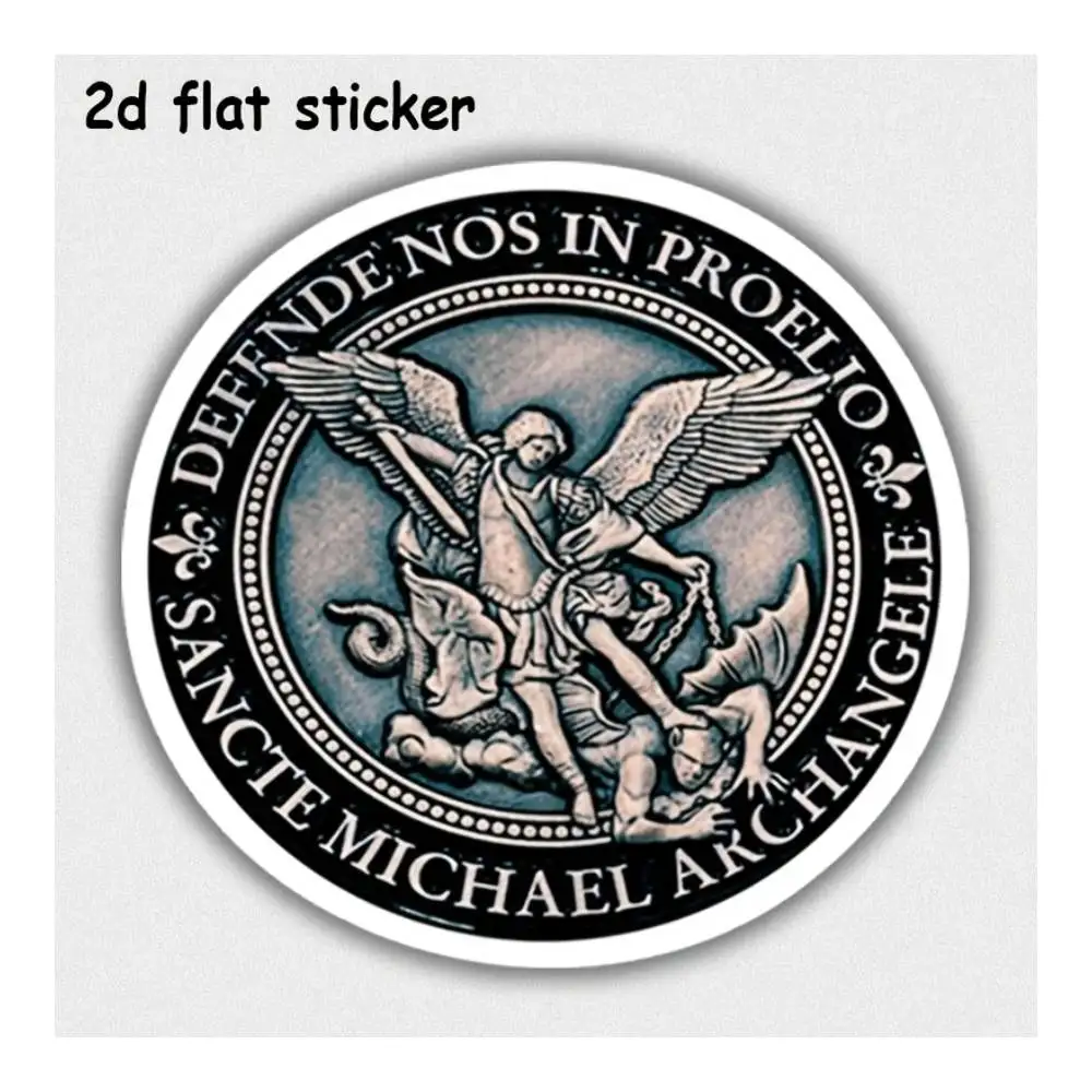 Saint Michael Archangel Medal Waterproof Vinyl Decal For Car Motorcycle Laptop Water Bottle Smooth Surfaces