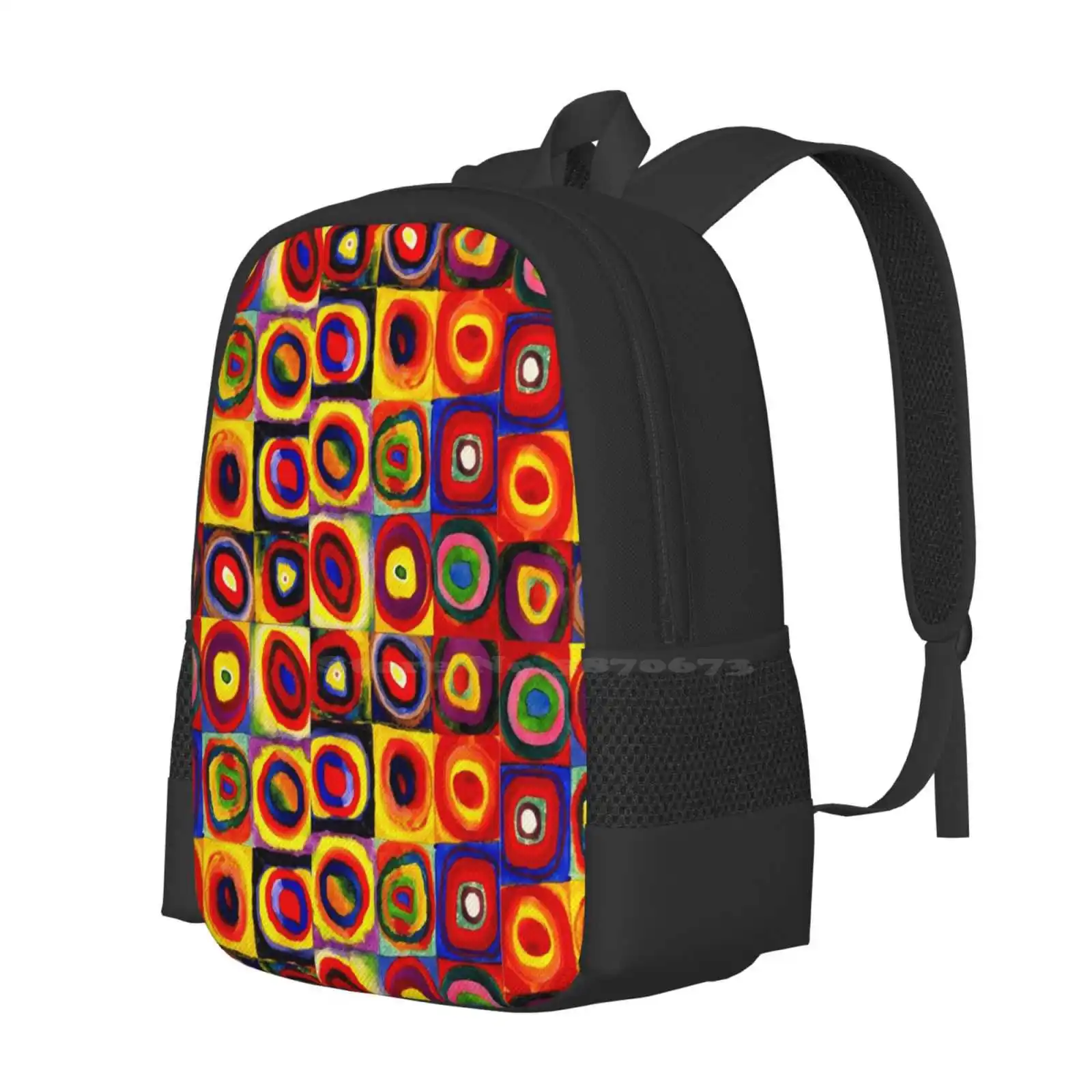 Kandinsky Modern Squares Circles Colorful School Bags Travel Laptop Backpack Doodlefly Abstract Art Fabstudie Quadrate Circles