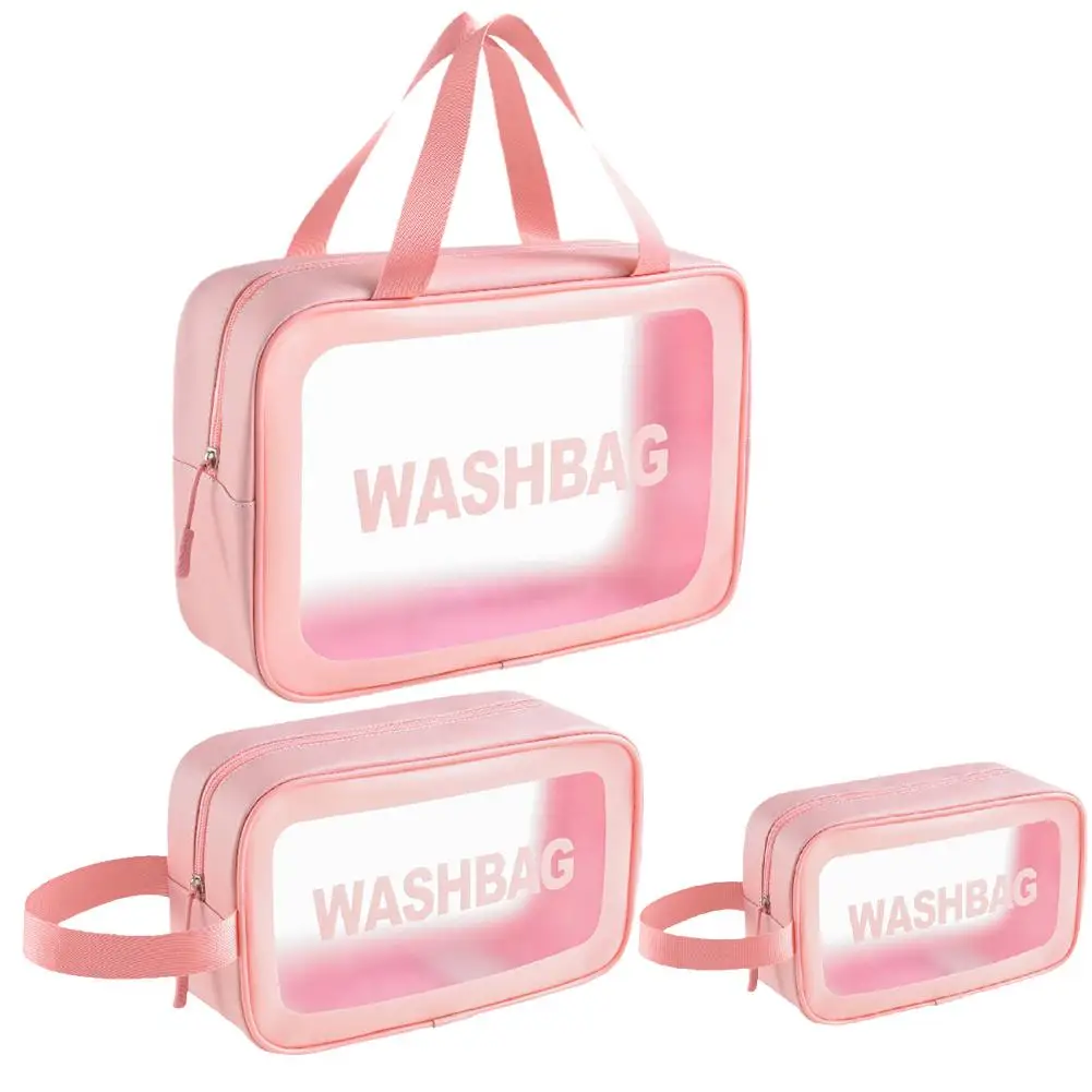 Bolsa de almacenamiento de viaje de Pu para mujer, bolsa de cosméticos transparente, bolsa de cosméticos de lavado, impermeable S2a8