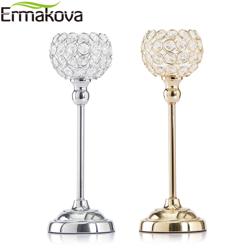 Crystal Candle Holders Stand Tea Light Candlesticks Wedding Table Centerpieces Party Home Decoration