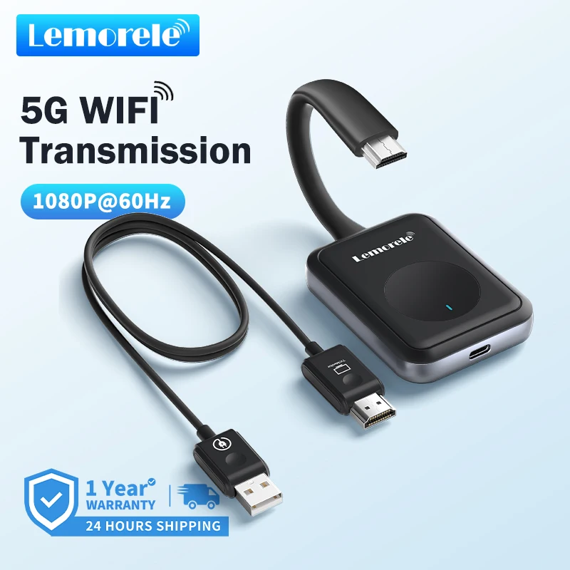Lemorele 5G 50m Wireless Transmitter Receiver Kit 1080P Plug and Play Video Transceiver For HDTV PC Camera Monitor Projector