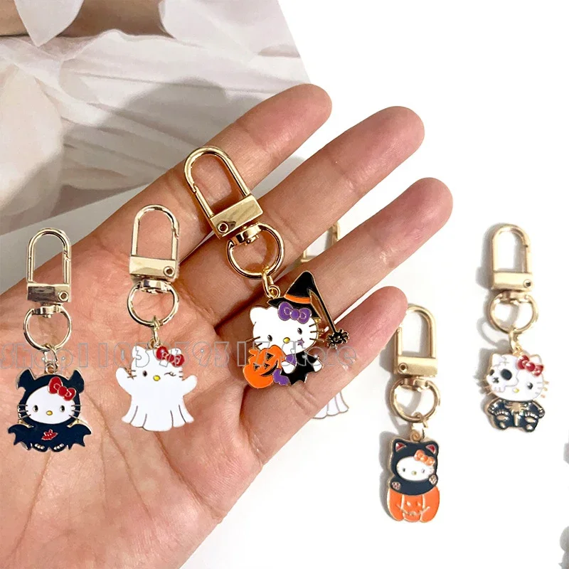 

Halloween Hello Kitty Keychain Anime Sanrio Accessories Kawaii Demon Ghost Kitty Cat Girl DIY Funny Decoration Pendant Gift