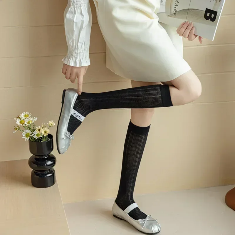 JK Lolita Women Stockings Sweet Girls Japanese Style Long Socks Solid Color Stocking Black White Gray Knee Socks Women Stockings