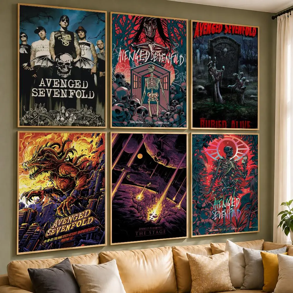 Rock Band A-Avenged SevenfoldS Poster Vintage Retro Anime Poster Stickers Peel and Stick Wall Art Home Decor