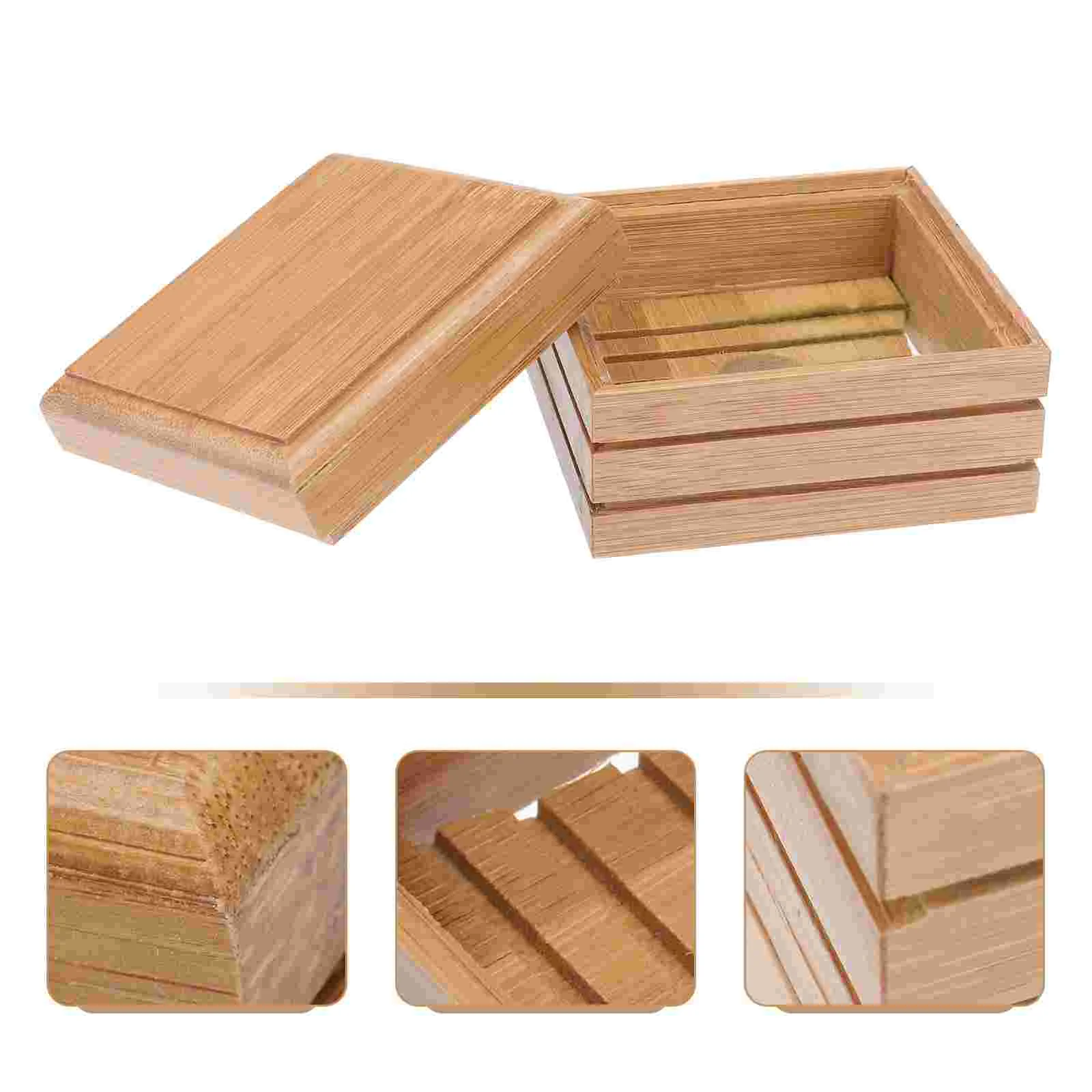 

1pc Natural Bamboo Soap Dishes Tray Holder Storage Soap Rack Plate Box Container for Bathroom (The Original Wood Color)