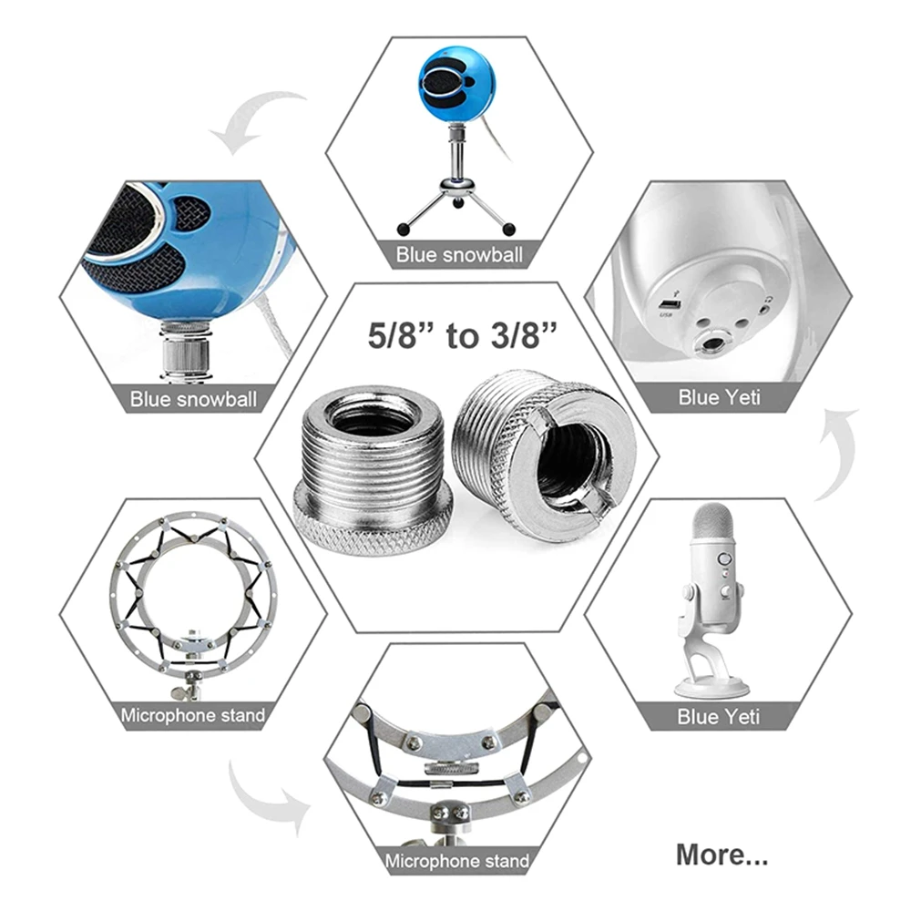 6 шт. 5/8 дюйма «папа» на 3/8 дюйма «мама» микрофонный преобразователь с резьбой_BSH