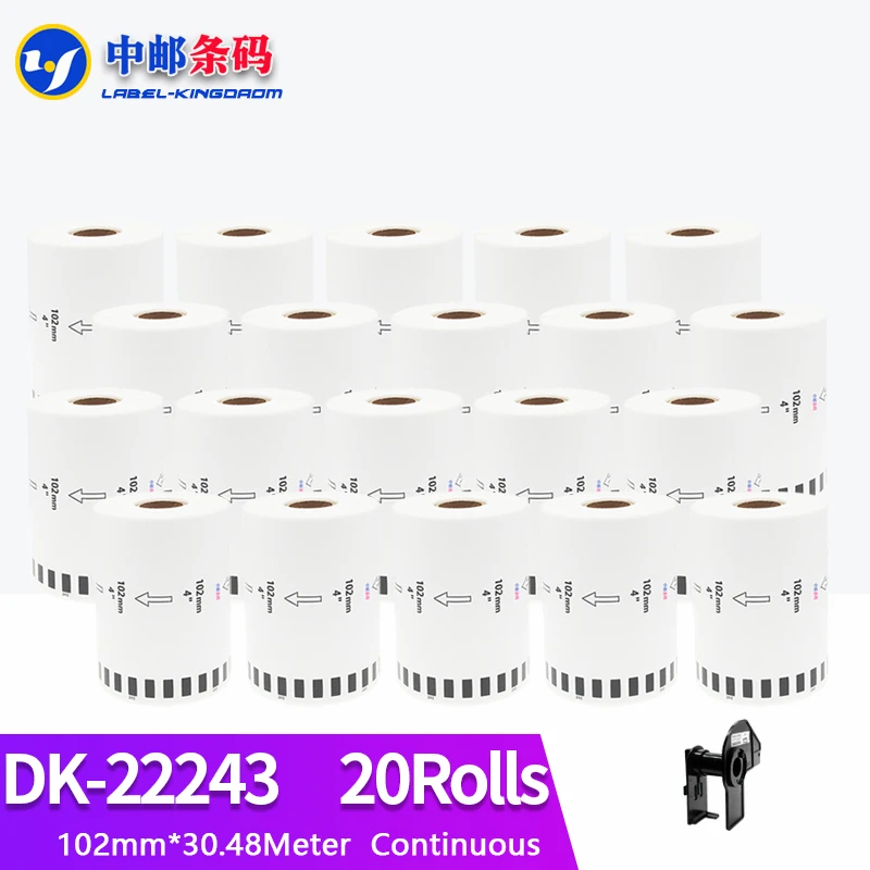 20 Rolls Brother Compatible DK-22243 Label 102mm*30.48M Continuous for QL-1050/1060N Thermal Printer DK-2243