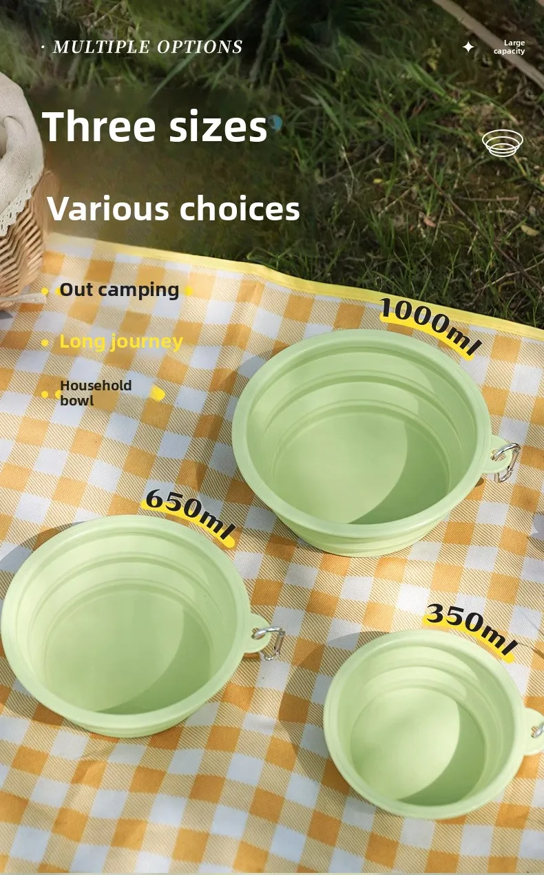 Macaron CollapsiblePet BowlPortable Dog Cat Travel Feeder with Carabiner|BPA-Free  Outdoor Food Water Dish for Small Medium Pets