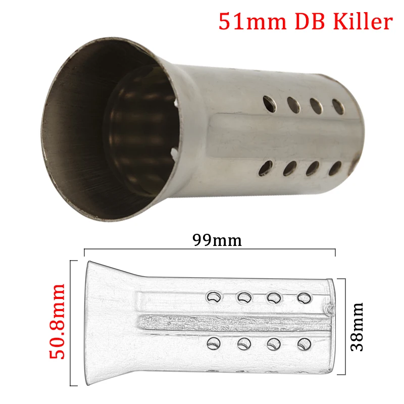 Silencieux Échappement Moto DB Killer Universel 51mm - Catalyseur 50.8mm Acier Inoxydable