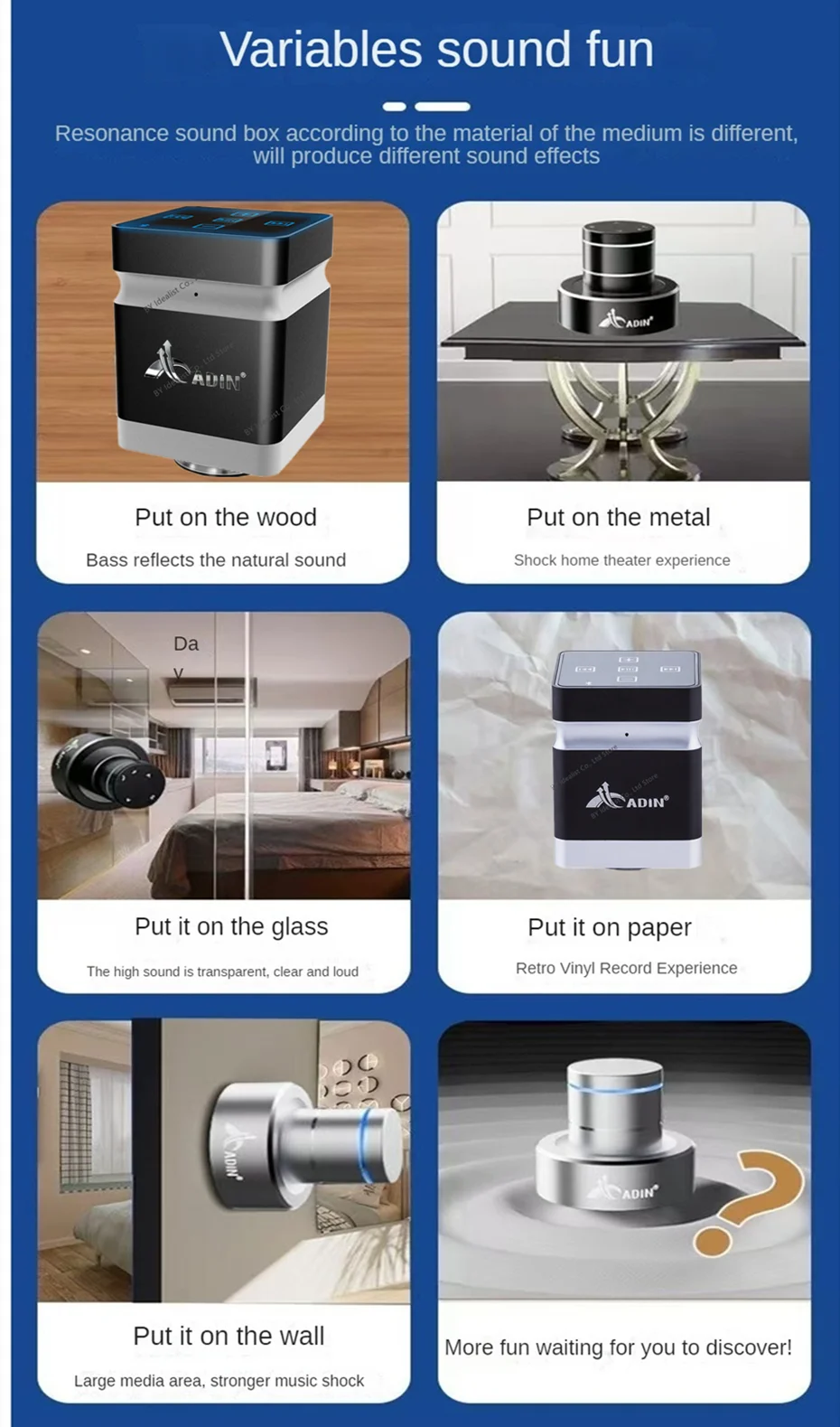 Altoparlante vibrante da 26 W Mini portatile Bluetooth Vibro Altoparlante vibrante per musica wireless dai vicini Cassa audio subwoofer esterno