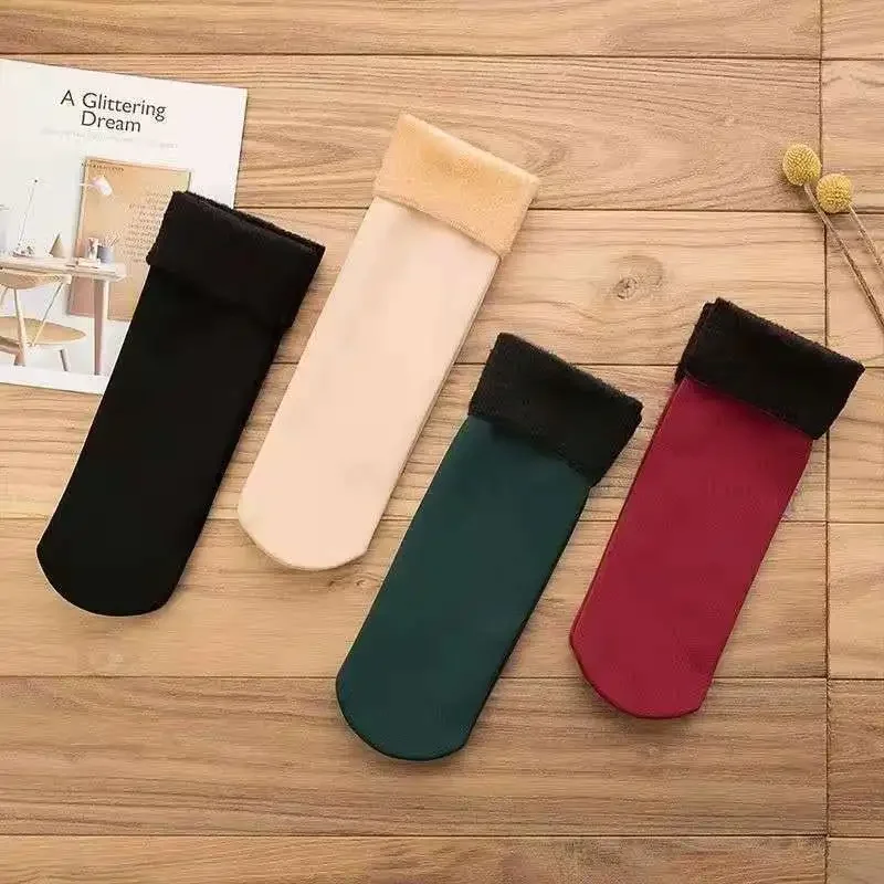 Calcetines largos térmicos de nailon y Cachemira para mujer, medias gruesas y cálidas de Color sólido, moda de ocio, muebles para el hogar, invierno, nuevo