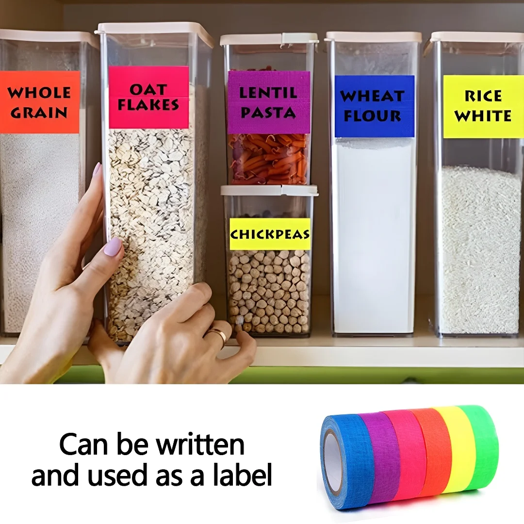 6-Pack Neon Fluorescent Tape Set 6 Vibrant Colors Uv Reactive For Black Light Parties & Crafts