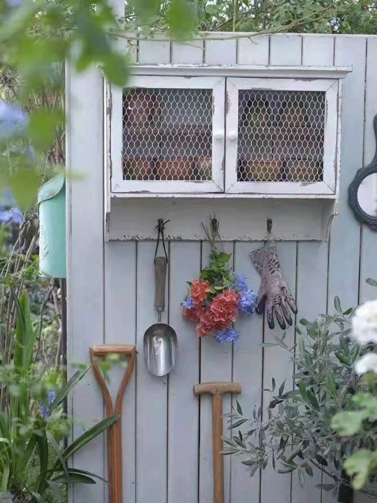 Armario de Almacenamiento Estilo Rústico Americano, Mueble de Pared de Madera Maciza, Decoración, Almacenamiento de Artículos de Jardinería, Almacenamiento de Comestibles, Decoración para Cafetería