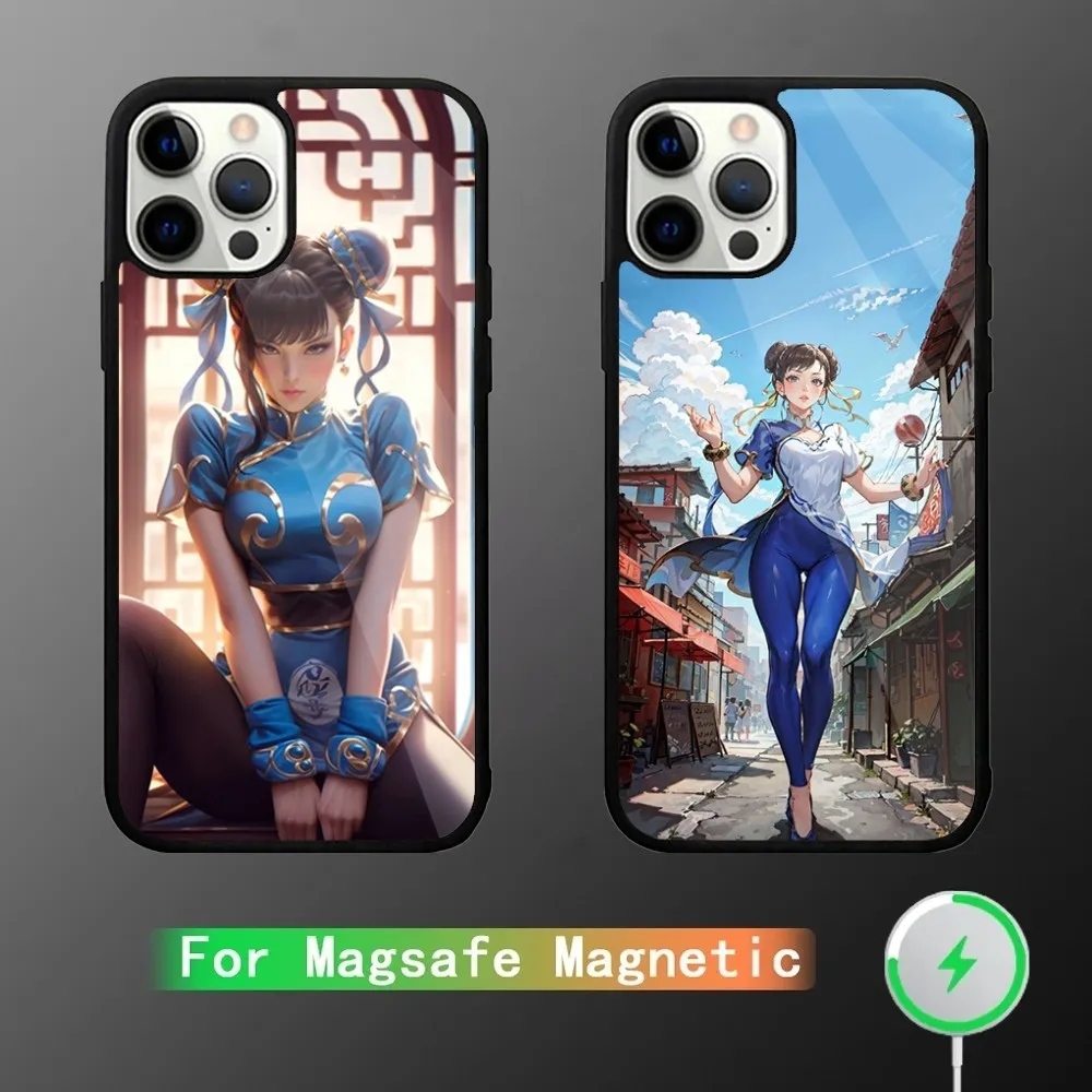 Chun-Li Game-Street-Fighters Funda de teléfono para iPhone 15,14,13,12,11,Plus,Pro,Max Mini Magsafe Carga inalámbrica magnética