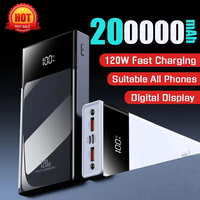 120W 200000mAh Power Bank Fast Charging Ultralarge Capacity Portable Digital Display External Battery For iPhone Samsung Huawei