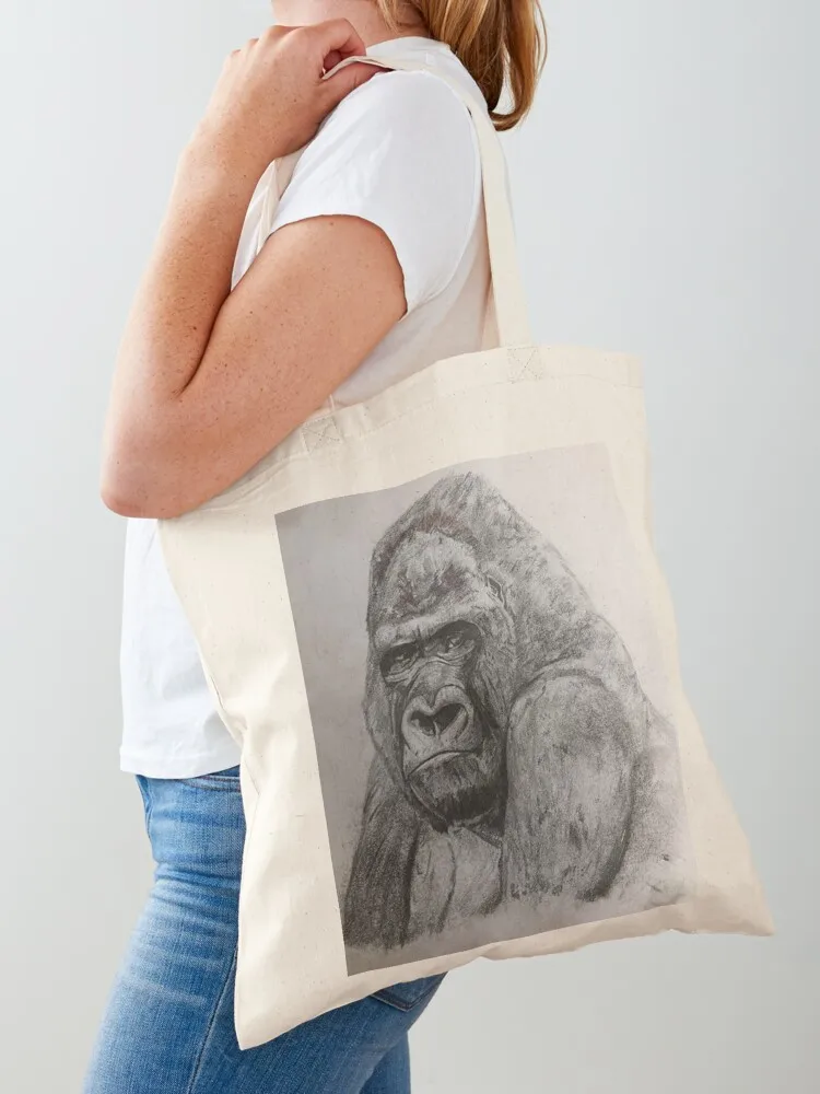 

Lowland gorilla in charcoal Tote Bag Lady bags personalized tote female bag Canvas bag for women