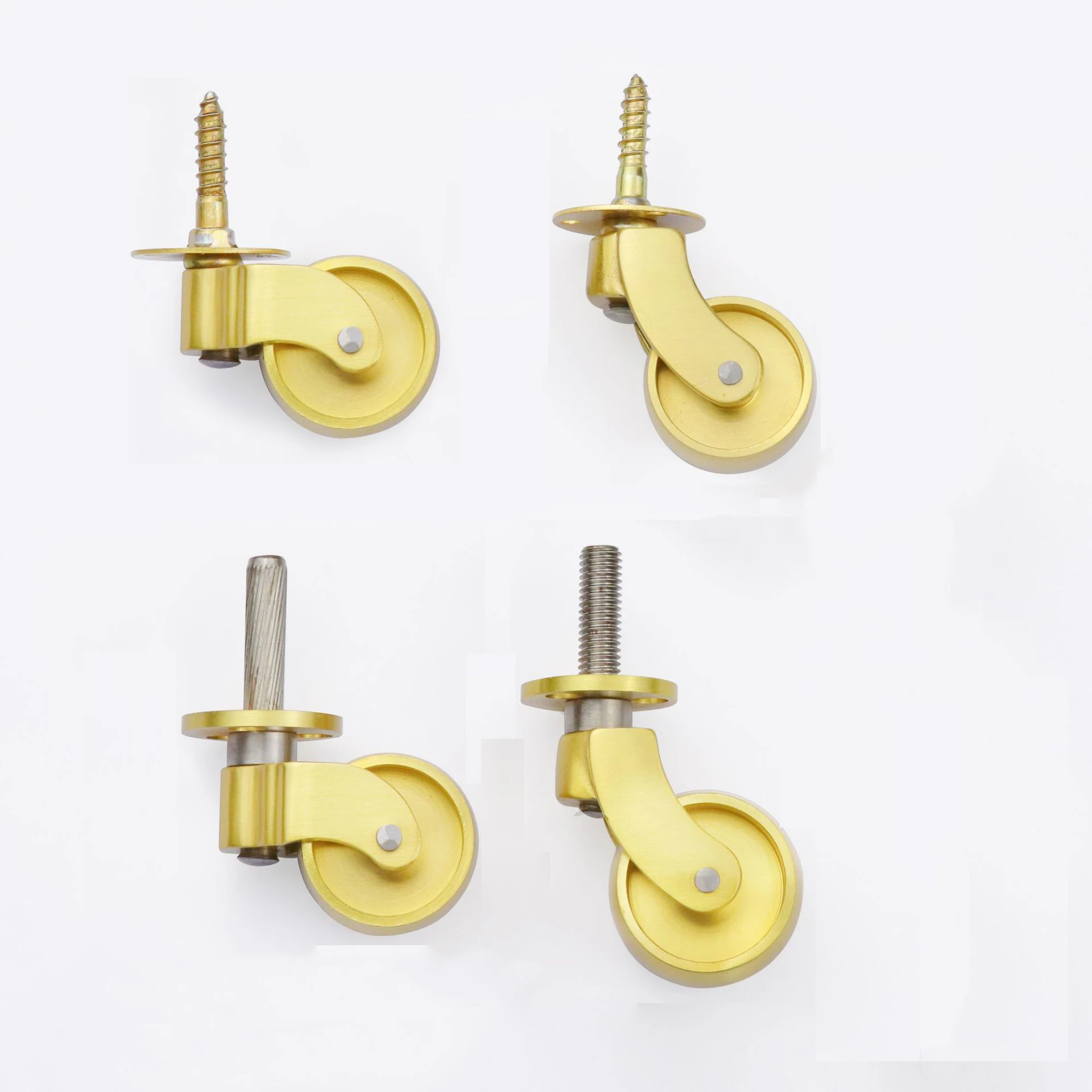 4pcs Multiple Type Brass Universal Wheel Metal Casters Silent Reinforce Furniture Casters Heavy Duty Furniture Support Leg