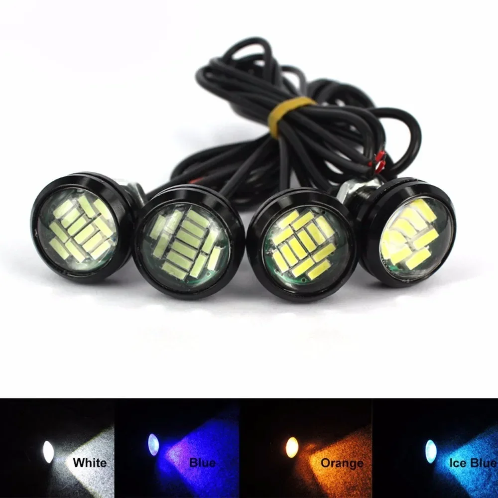 4X White DC12V 15W Eagle Eye LED Daytime Running DRL Backup Light Car Auto Signal Reverse Stop Lamp 23MM Ice Blue Amber Yellow