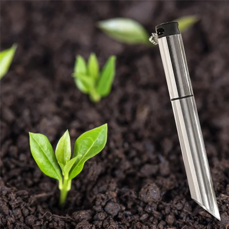 1 pz punzone per piantare il terreno in acciaio inossidabile design smussato pianta semina per fori con cordino