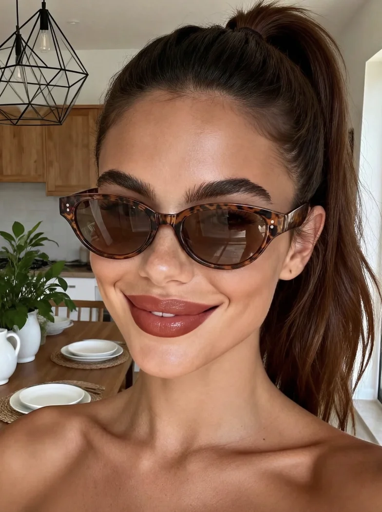 1 pair of unisex retro cat-eye oval-shaped Bohemian style fashion glasses, versatile and stylish