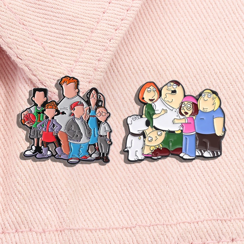 Komödie Animation Emaille Pin Familie Cartoon Anime Charakter Brosche Revers Rucksack Abzeichen Schmuck Zubehör Geschenke für Freunde