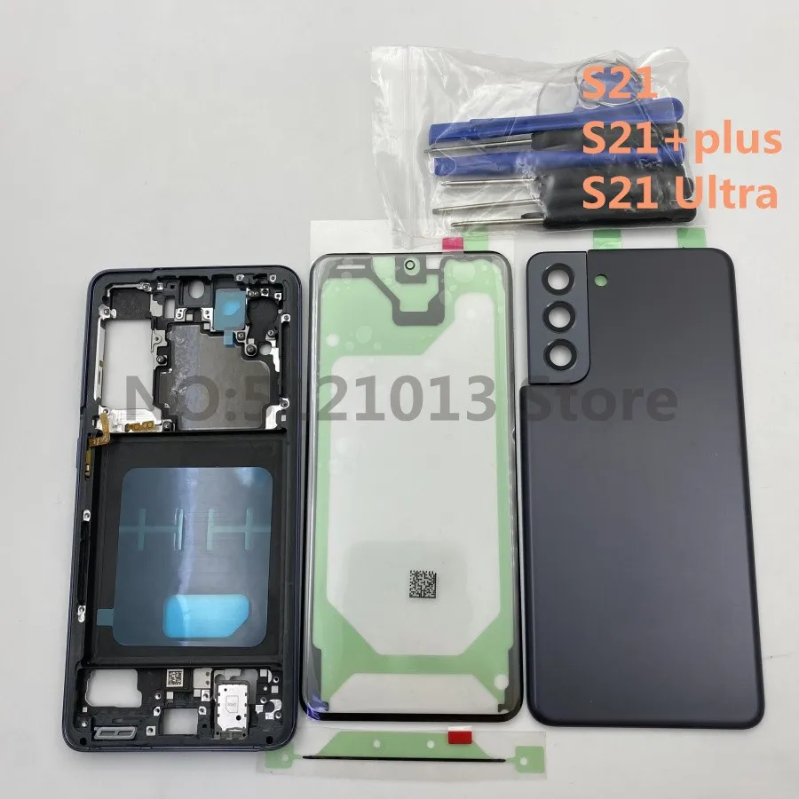 Full Housing Case Back Battery Cover Front Screen Glass Lens Middle Frame For Samsung Galaxy S21+Plus S21Ultra Parts