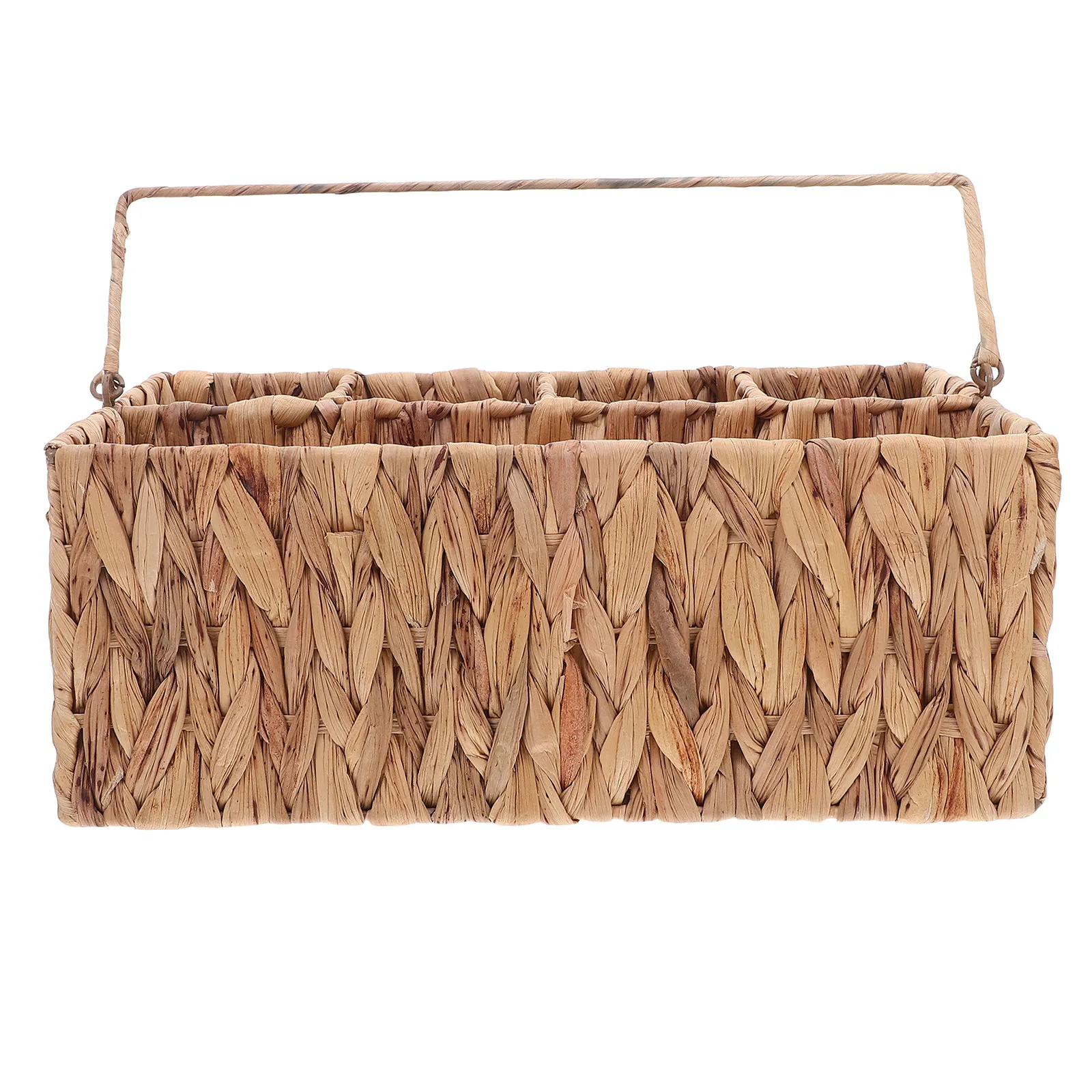 

Плетеная корзина для пикника с 5 отделениями – портативный органайзер для столовых приборов для вечеринок на открытом воздухе, держатель для столовых приборов в деревенском стиле