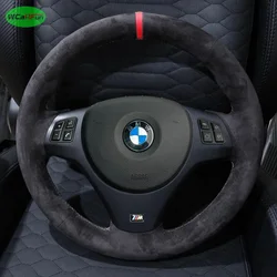 BMW E90 팩 M 스포츠 M3 E91 E92 E93 E87 E81 E82 E88 X1 E84 용 맞춤형 자동차 핸들 브레이드 소프트 스웨이드 커버 미끄럼 방지