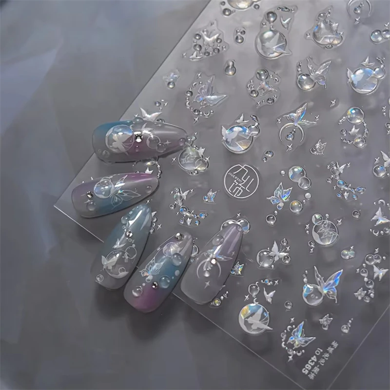 Autocollants pour ongles en gelée française, 1 pièce, bulle de rêve, météore, papillon, étoile, lune, autocollants auto-adhésifs pour décoration d'ongles, DIY bricolage