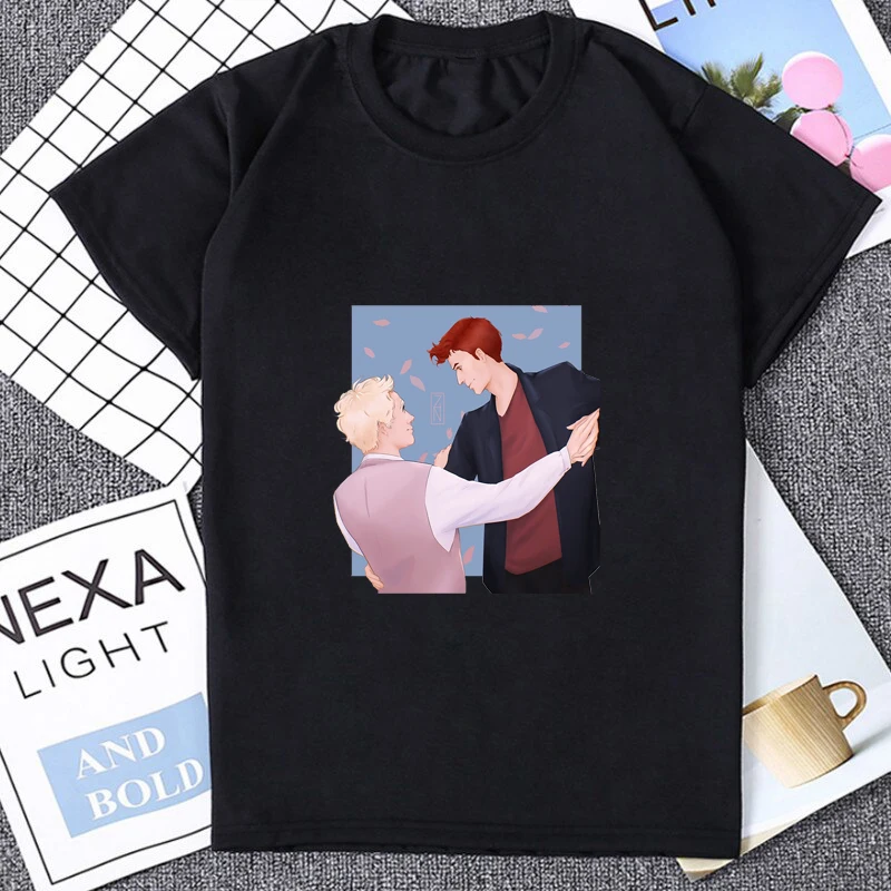 Hot Sale Good Omens Crowley and Aziraphale Printed T Shirt Angels and Demons Graphic Men's Clothing Hit TV Series Hipster Tees