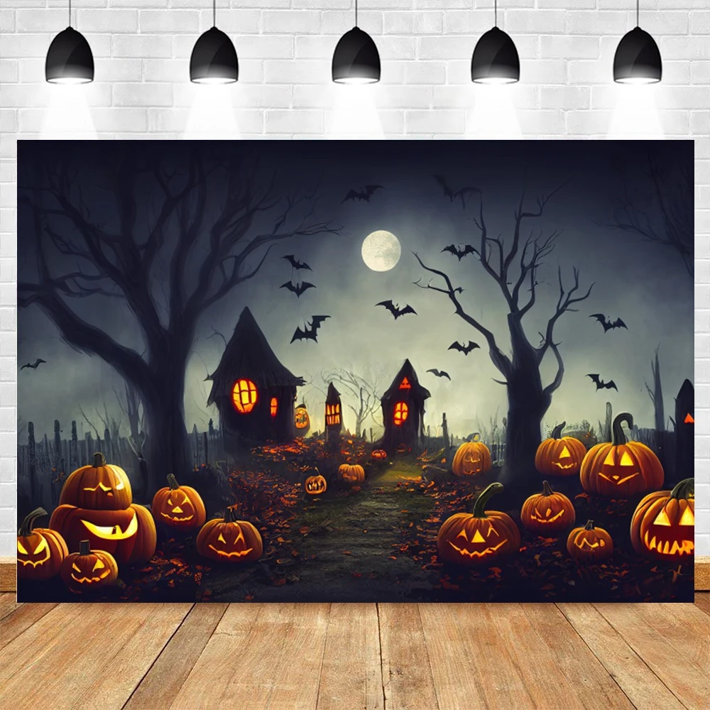 Scary Forest Halloween Backdrop Tomb Moon Festival Party Decor Baby Photography Background Photo Studio Photophone Props