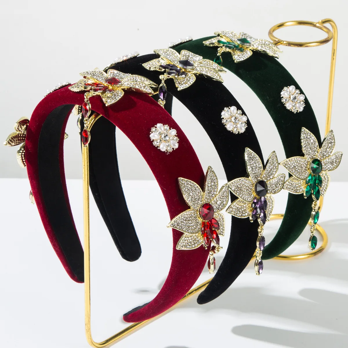 

Новая фланелевая повязка на голову от Heming, украшенная стразами и цветами с бахромой, модная и универсальная, а также высококачественная.