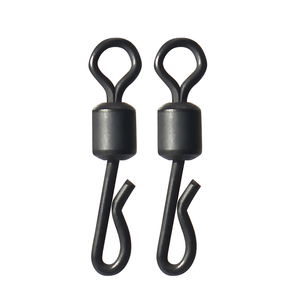 DNDYUJU Matte Black Rolling Quick Change Swivels Carp Rigs Long Body Q-shaped Swing Snap Connector Carp Fishing Accessories