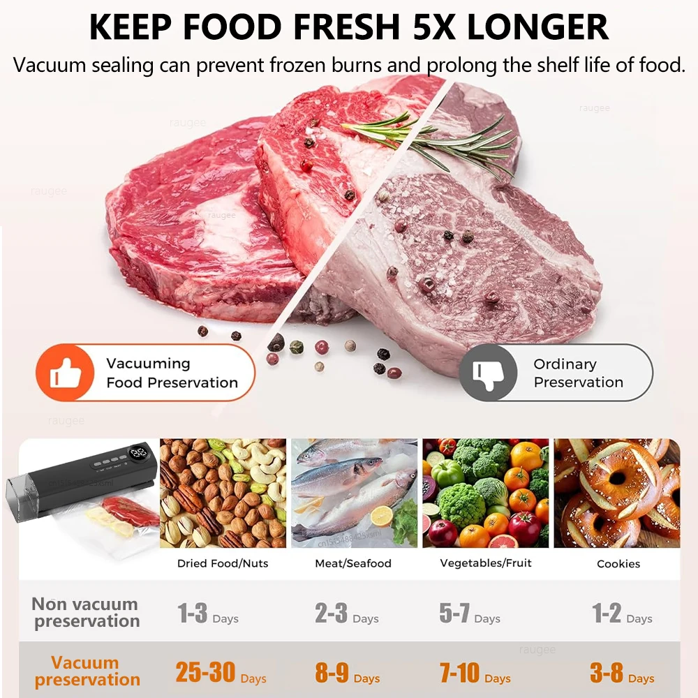 ماكينة تفريغ الهواء الصغيرة القابلة لإعادة الشحن، ماكينة تغليف الأكياس البلاستيكية المحمولة للطعام، ماكينة ختم الأكياس البلاستيكية #3