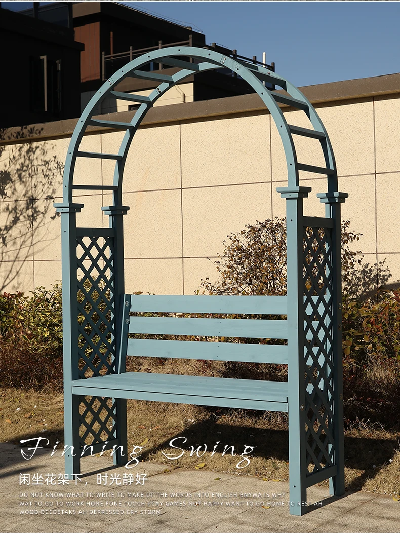 

Outdoor Internet celebrity bed and breakfast clock in courtyard preservative wood leisure chair arch flower stand seat garden
