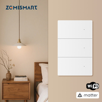 Zemismart Matter Over WiFi 1 2 3 4 Gangs PC Smart Wall Light Switch with Neutral Work with Tuya Homekit SmartThings Google Home