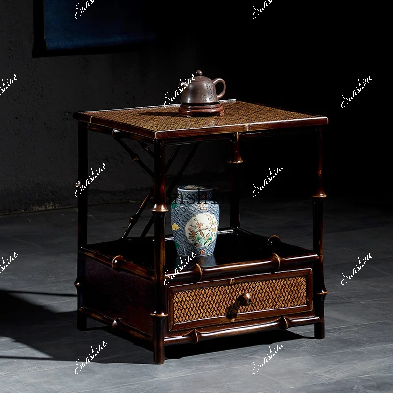 

Tea side table, living room, bedroom, household bedside table, Chinese high-end shelf FT