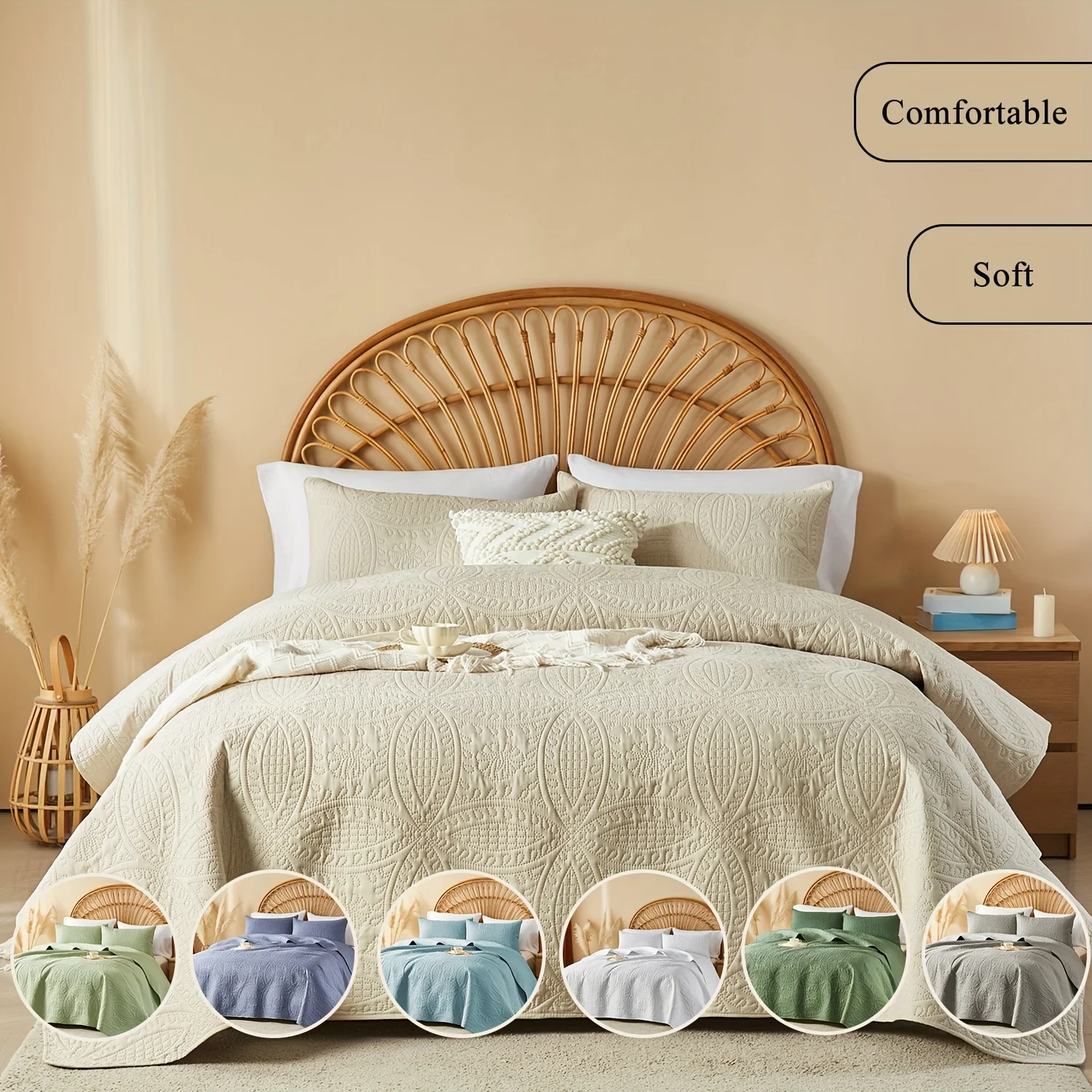 

A 3-piece set including bedsheet, pillowcase - soft and cool summer quilt, lightweight ultra-fine fiber bedspread.