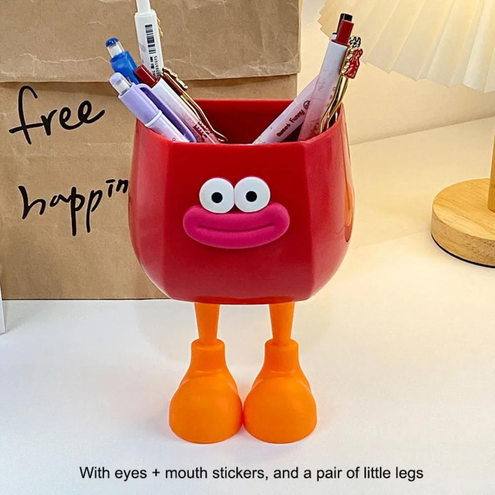 

Cute Big Mouth Pencil Holder DIY Large Capacity Pencil Case Round Cartoon Desktop Storage Buckets for Students Stationery