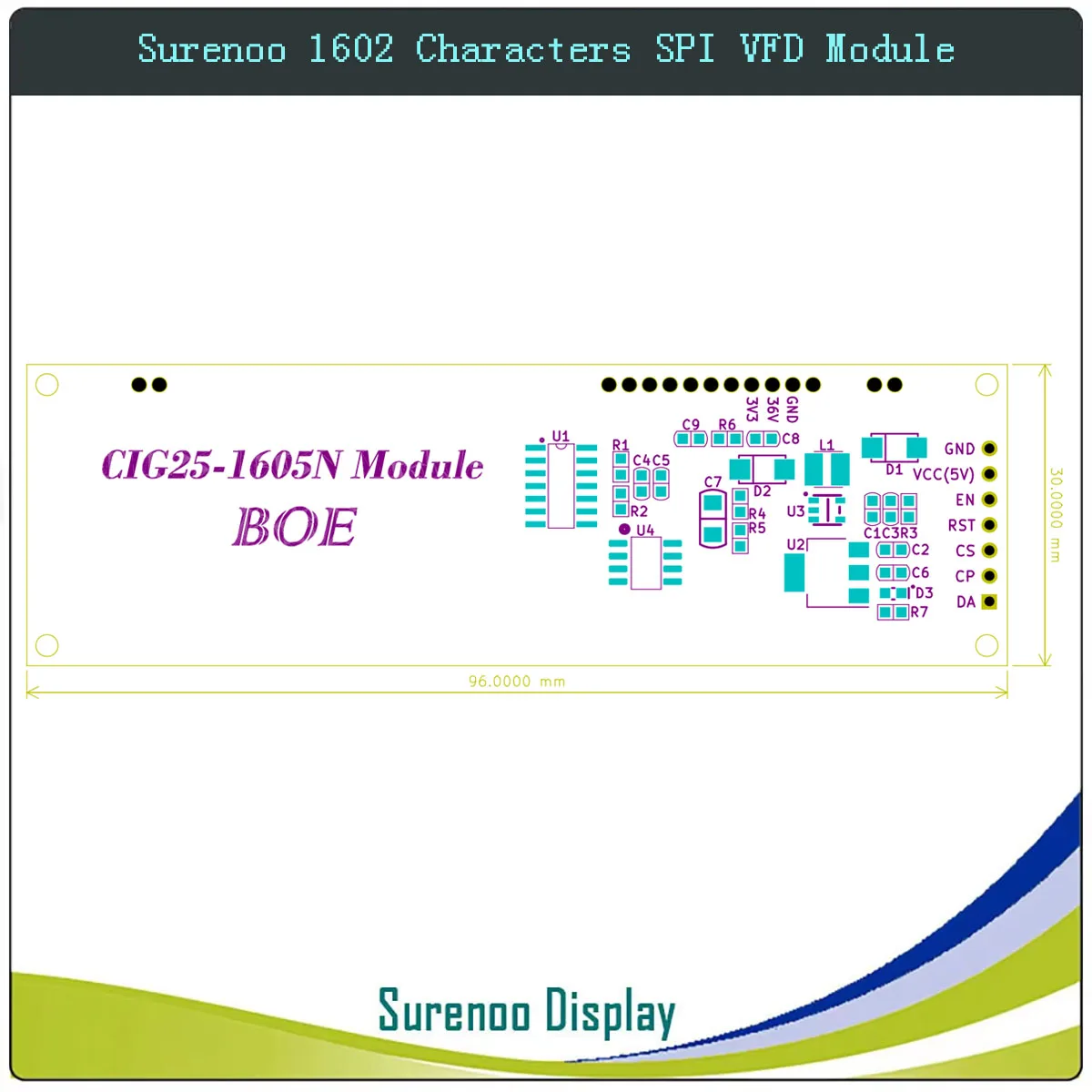 Surenoo 7P 1602162 16X2 المسلسل SPI VFD وحدة عرض LCD شاشة لرمز اردوينو STM32 C51
