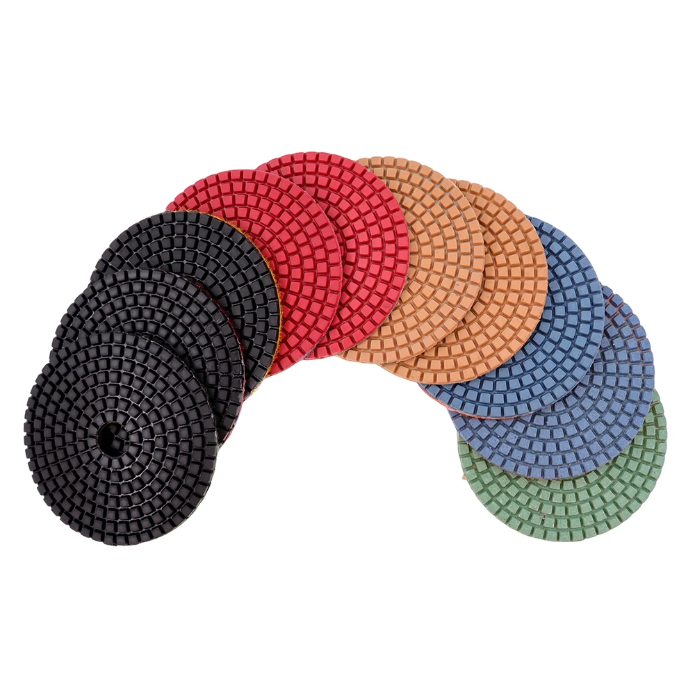RIJILEI 10 pièces/lot 4 pouces/100mm tampons de polissage humide/tampons de polissage en granit/tampon de polissage diamant pour outils de diamant