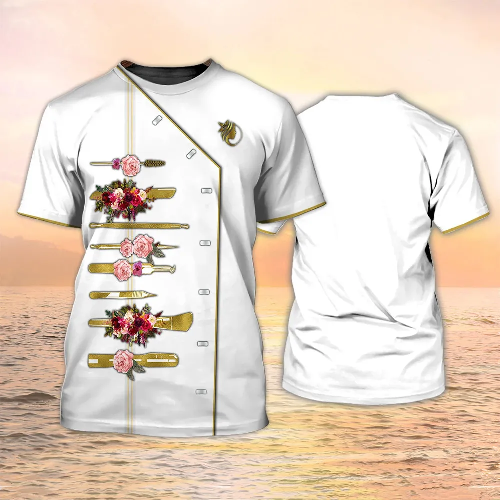 الرجال والنساء الطبية الجمال ملابس العمل متعة ثلاثية الأبعاد طباعة الصيف شخصية الهيب هوب Crewneck قصيرة الأكمام الشارع قمم تي شيرت
