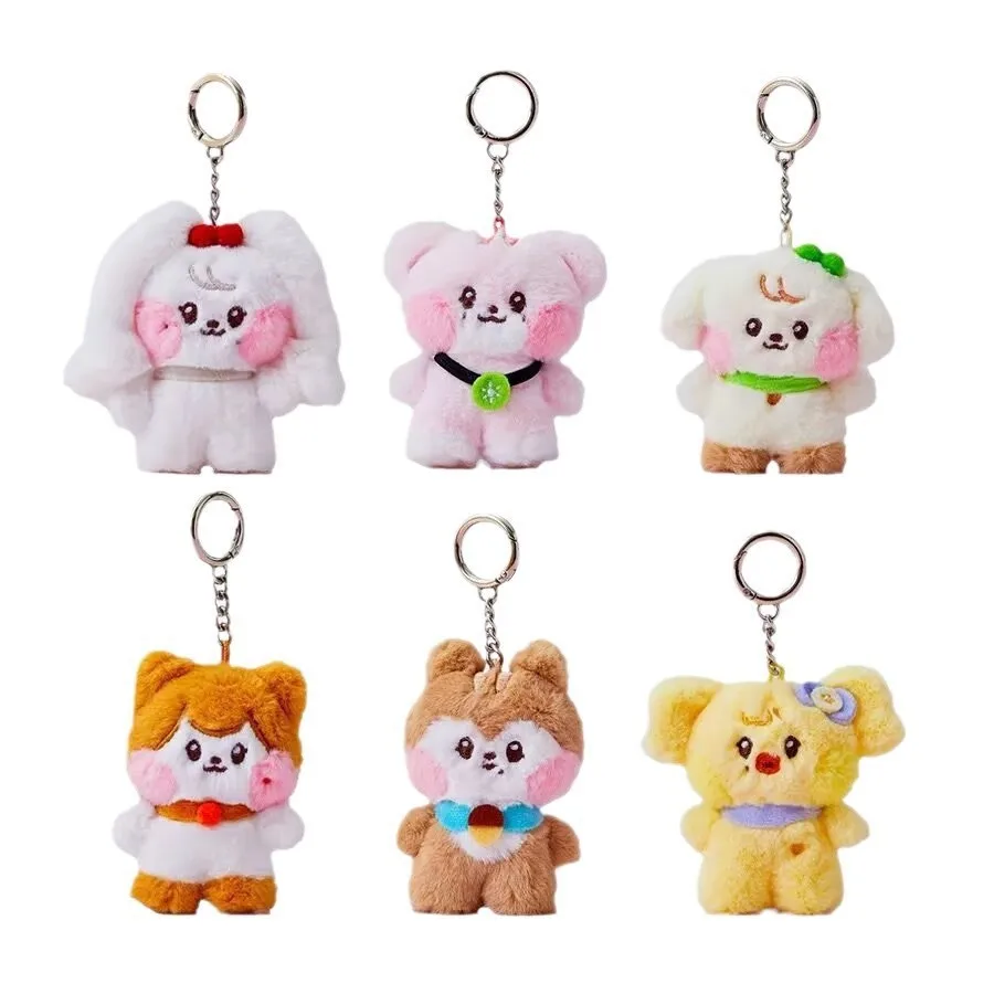 KPOP Short Plush Doll Keychain WonYoung LIZ LEESEO GAEUL REI Cartoon Doll Pendant Kerying Bag Accessories Fans Collection