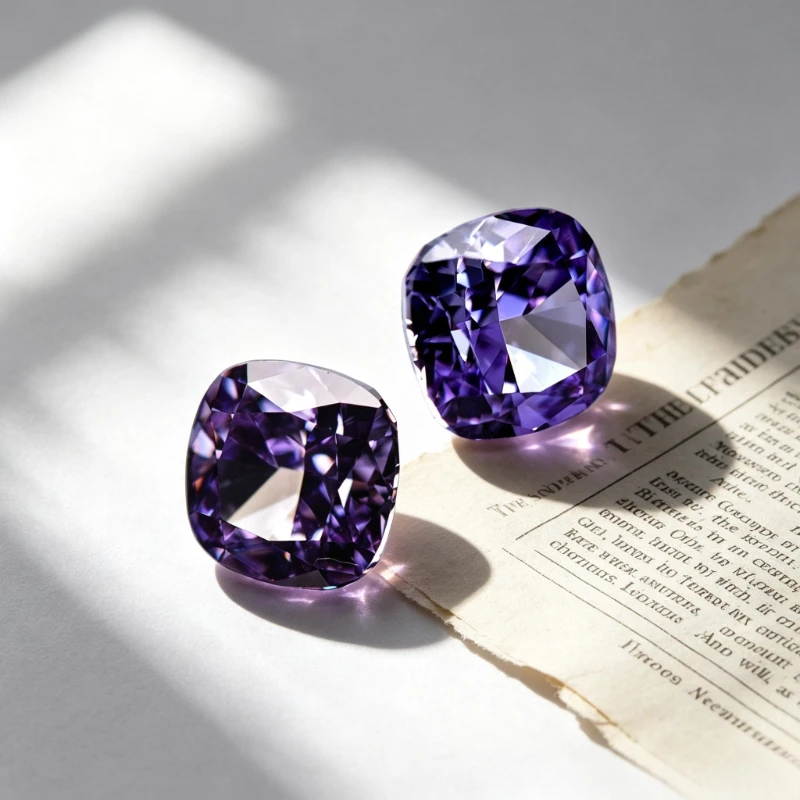 Cubic Zirconia Square Cushion Shape Purple Color Crushed Ice Cut High Carbon Diamond 5A+ Quality CZ 4K Cutting 3