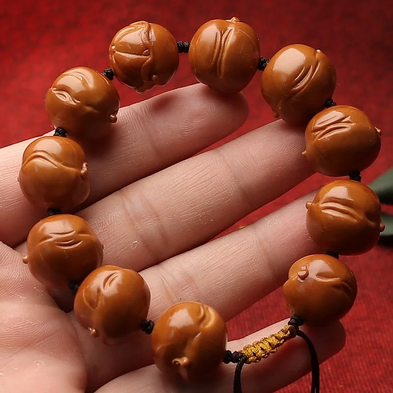 Olive Nut Hand Carved Fat Man Life Hundred States Crafts Stone Carving Hu Happy Bracelet Men and Women